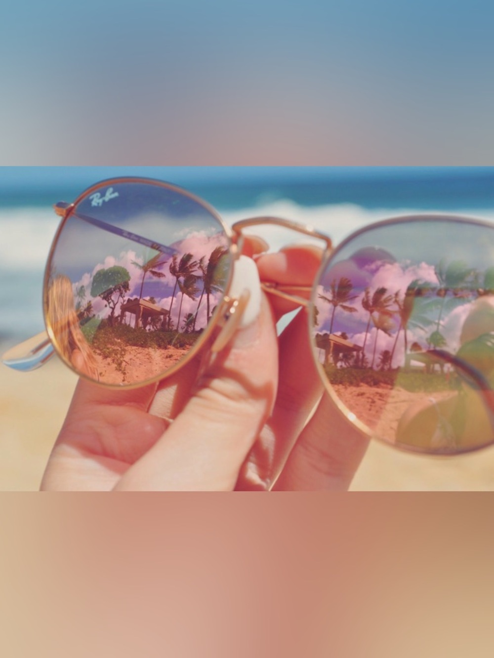 Ray-Ban classic pink lens Matte Gold round frame